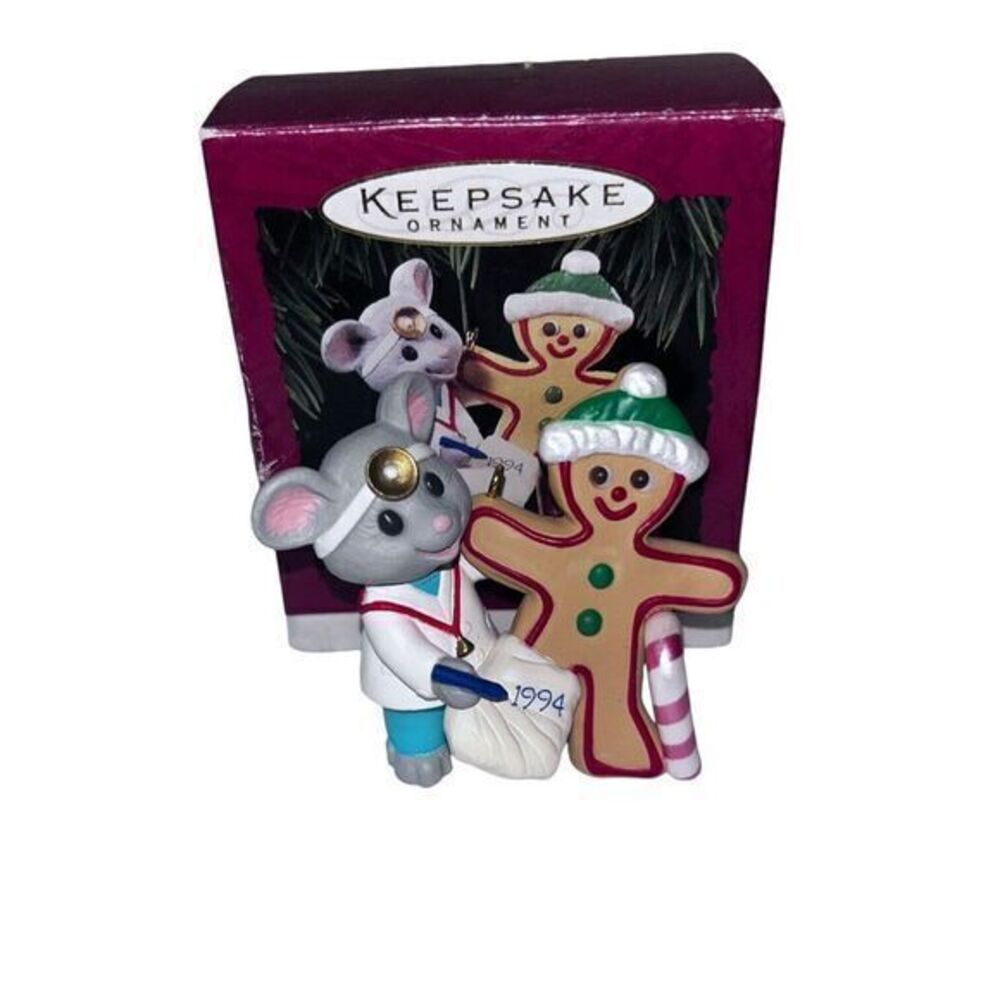 Hallmark Keepsake 1994 Caring Doctor Mouse Gingerbread Cookie Christmas Ornament